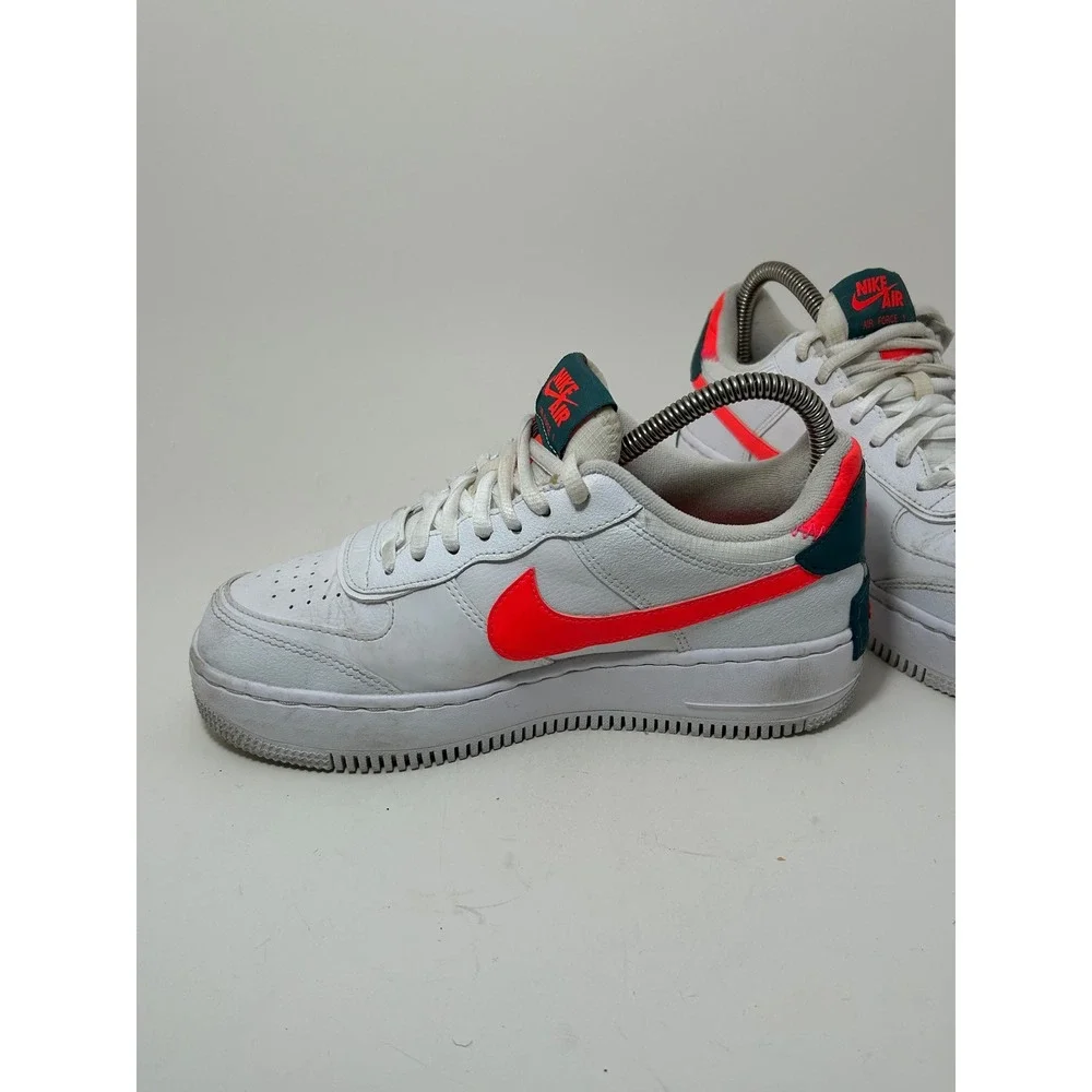 Nike Air Force 1 Shadow White Solar Red Dark Teal Green DB3902-100 Womens Size 6 - Picture 4 of 8